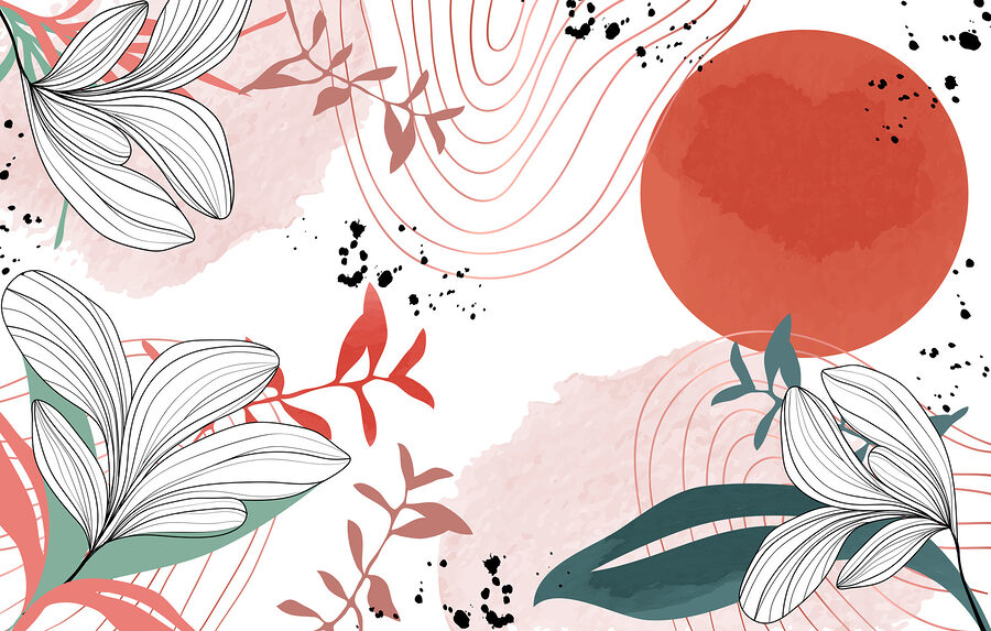 Wit en rood bloemmotief
