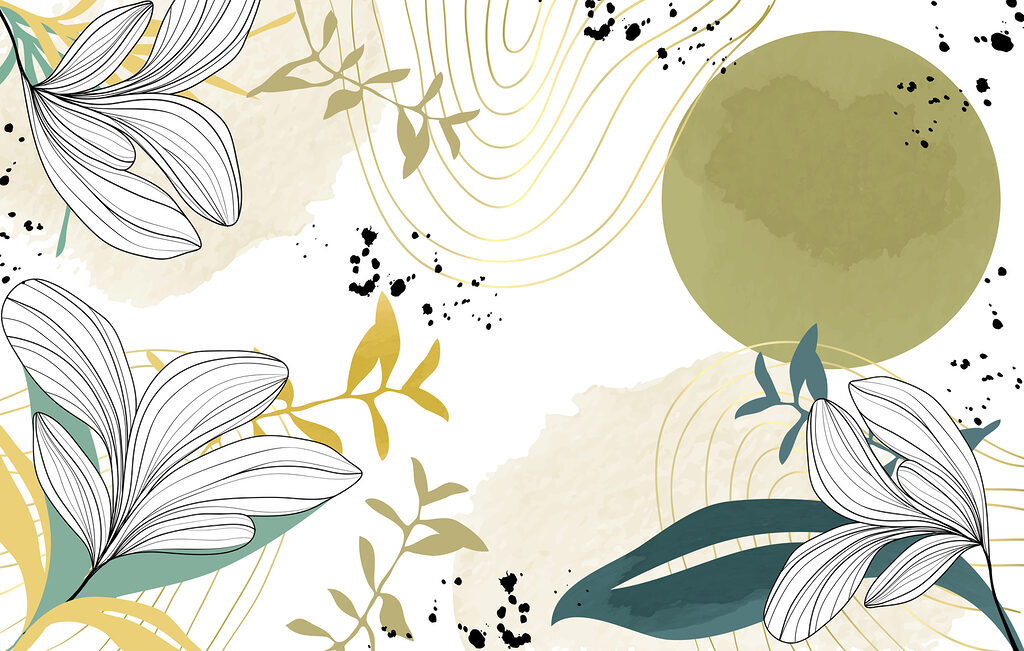 Wit en groen bloemmotief Wit en groen bloemmotief