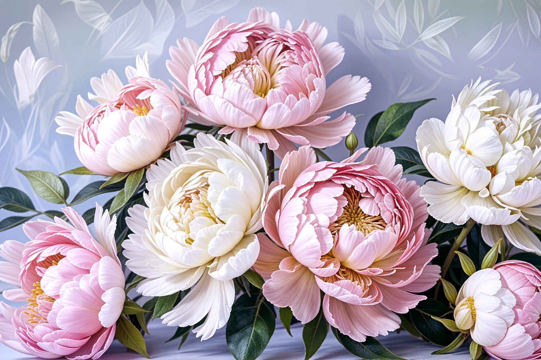 Group of pink and white flowers