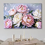 Canvas Schilderijen Groep roze en witte bloemen