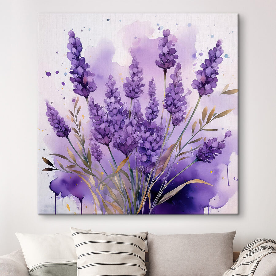 Canvas Schilderijen Schilderij van paarse bloemen