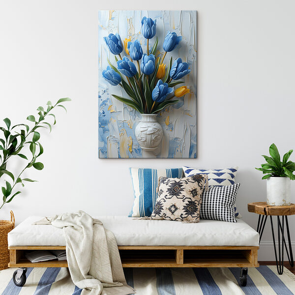 Vaas met blauwe tulpen Vaas met blauwe tulpen