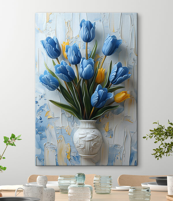 Vaas met blauwe tulpen Vaas met blauwe tulpen