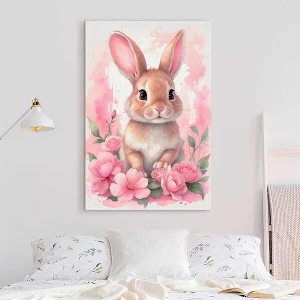Konijn met roze bloemen Konijn met roze bloemen