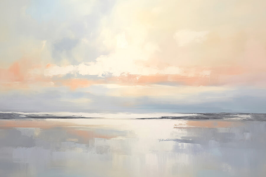 Kalm waterlichaam met wolken in de lucht