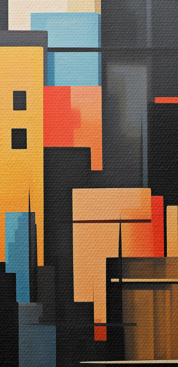 Schilderij van een stad Schilderij van een stad