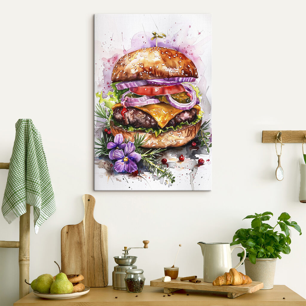 Watercolor of a burger Watercolor of a burger