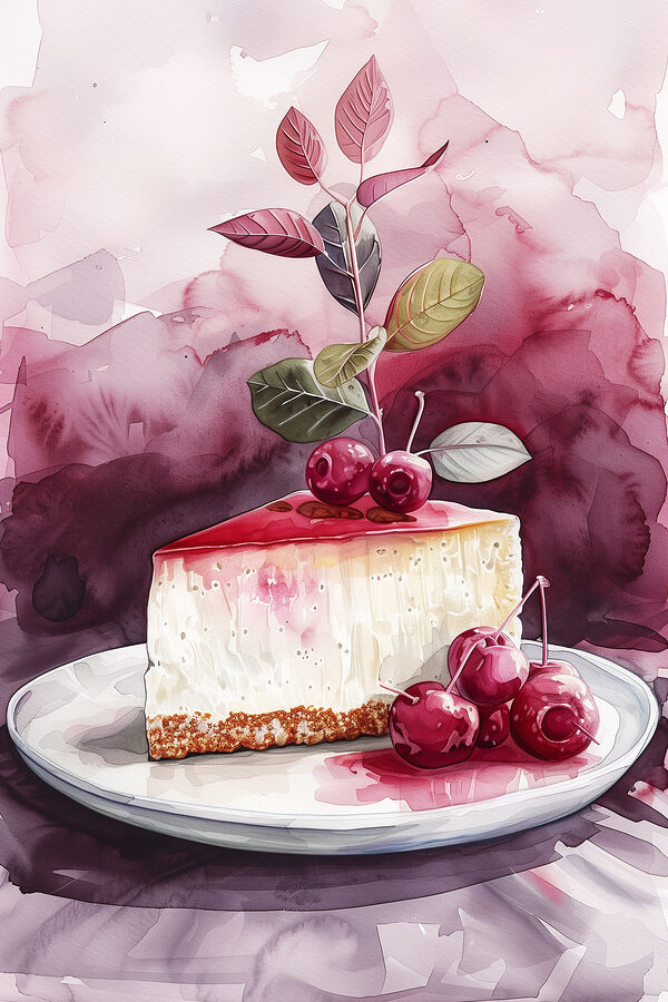 Stukje cheesecake met kersen erop Stukje cheesecake met kersen erop