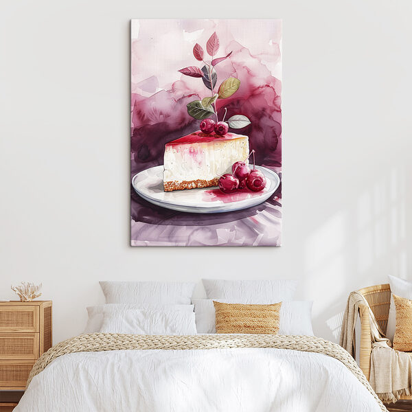 Stukje cheesecake met kersen erop Stukje cheesecake met kersen erop