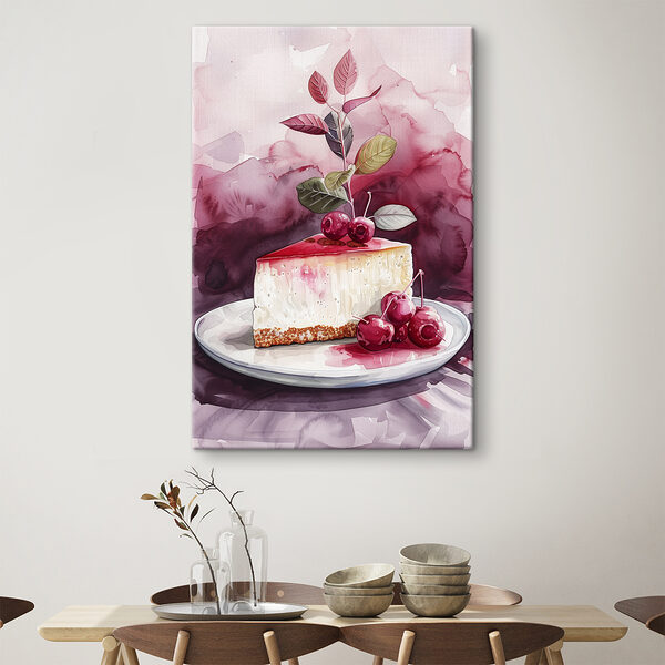 Stukje cheesecake met kersen erop Stukje cheesecake met kersen erop