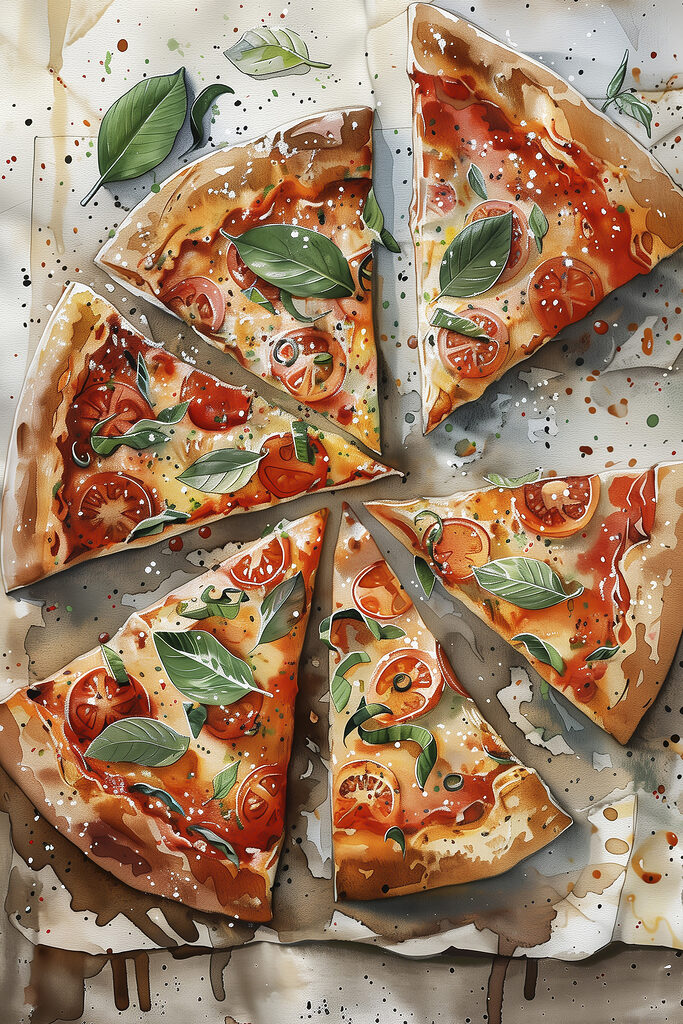 Pizza with tomatoes and basil Pizza with tomatoes and basil