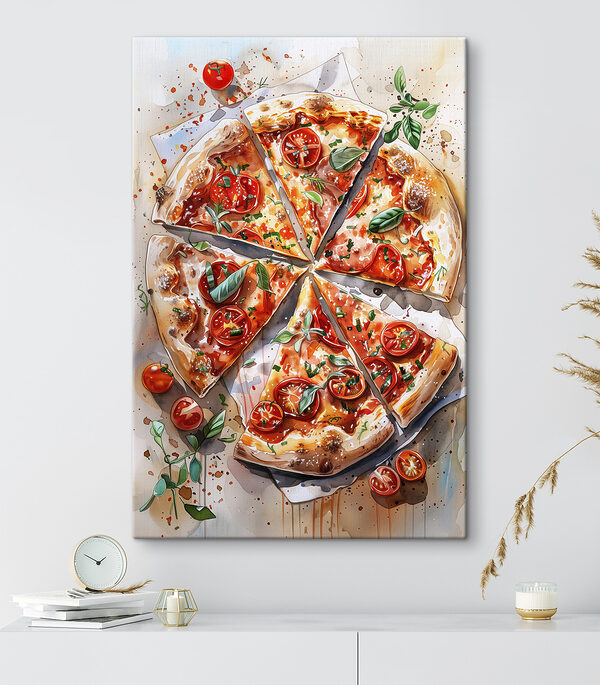 Aquarel van een pizza Aquarel van een pizza