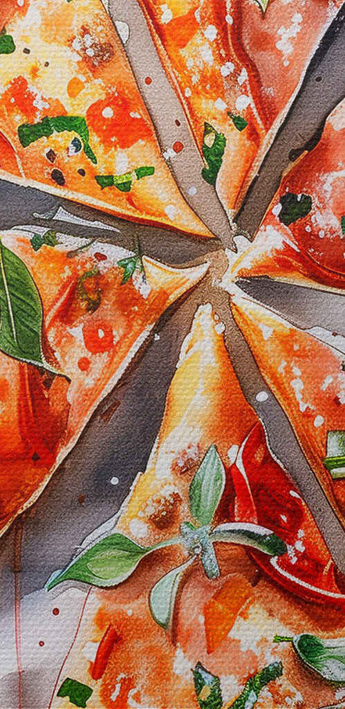 Watercolor of a pizza Watercolor of a pizza