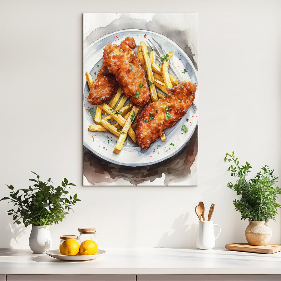 Bord kippenvleugels en friet Bord kippenvleugels en friet