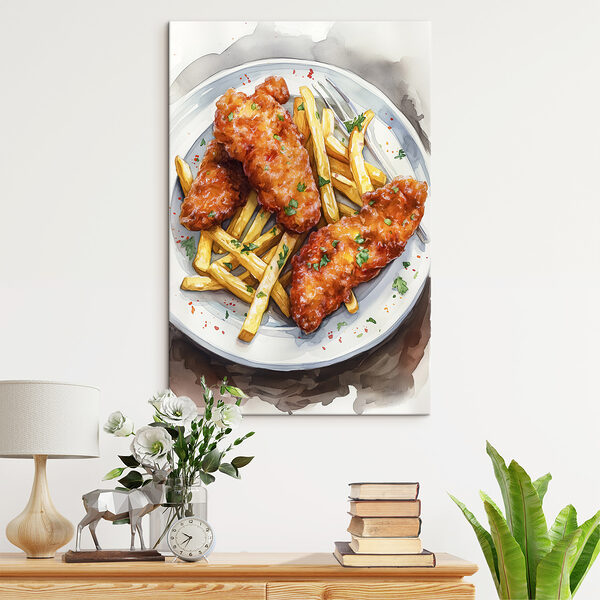 Bord kippenvleugels en friet Bord kippenvleugels en friet