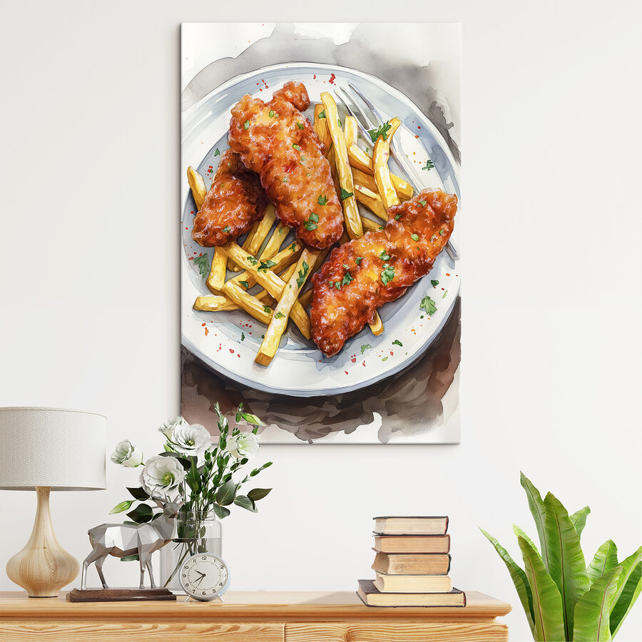 Bord kippenvleugels en friet Bord kippenvleugels en friet