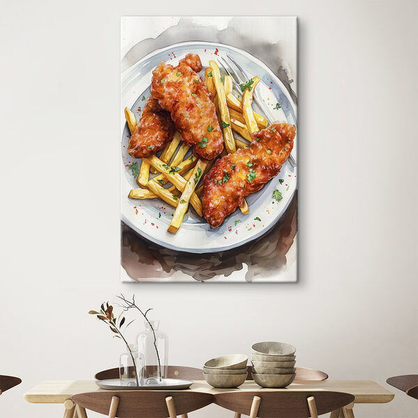 Bord kippenvleugels en friet Bord kippenvleugels en friet