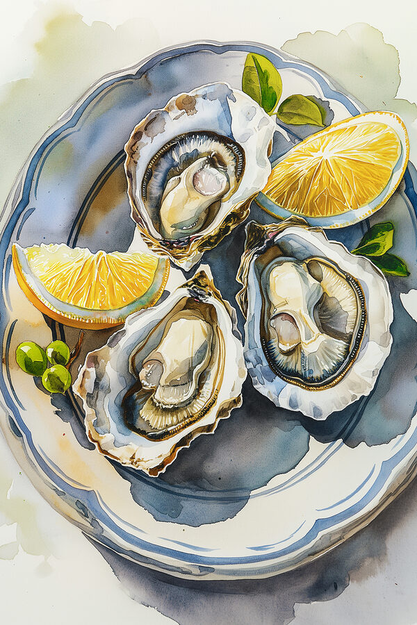 Bord oesters en citroenen Bord oesters en citroenen