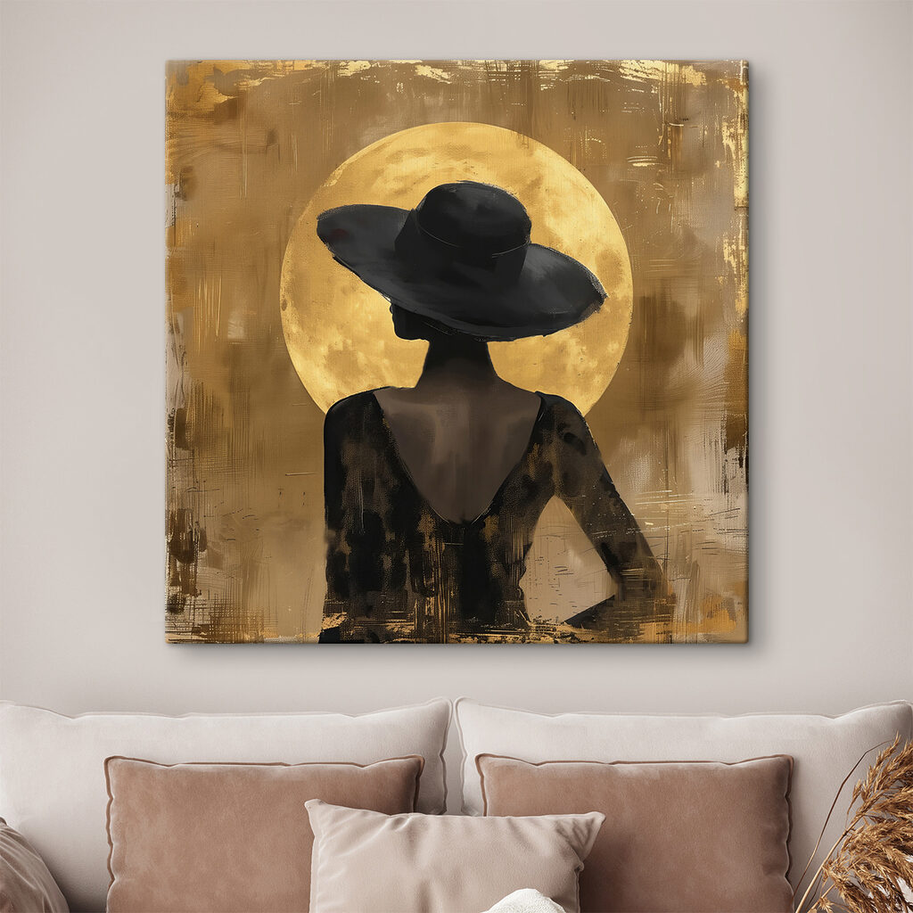 Woman in a black dress and hat Woman in a black dress and hat