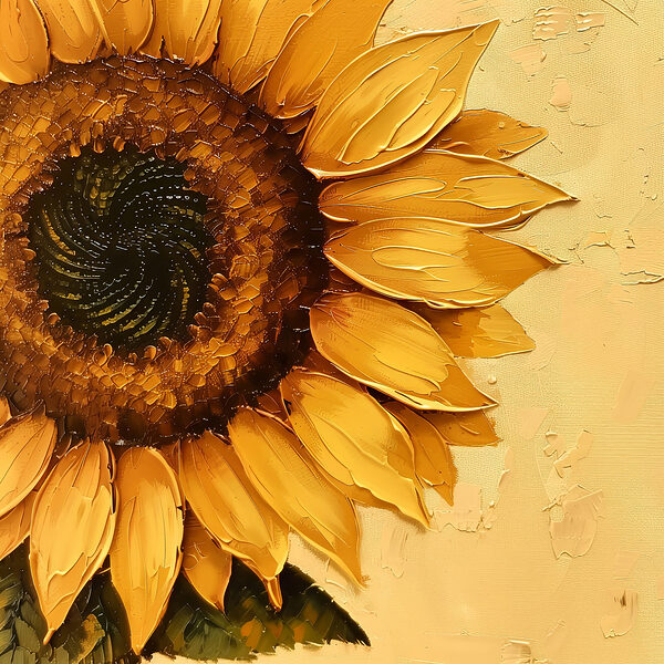 Schilderij van een zonnebloem Schilderij van een zonnebloem