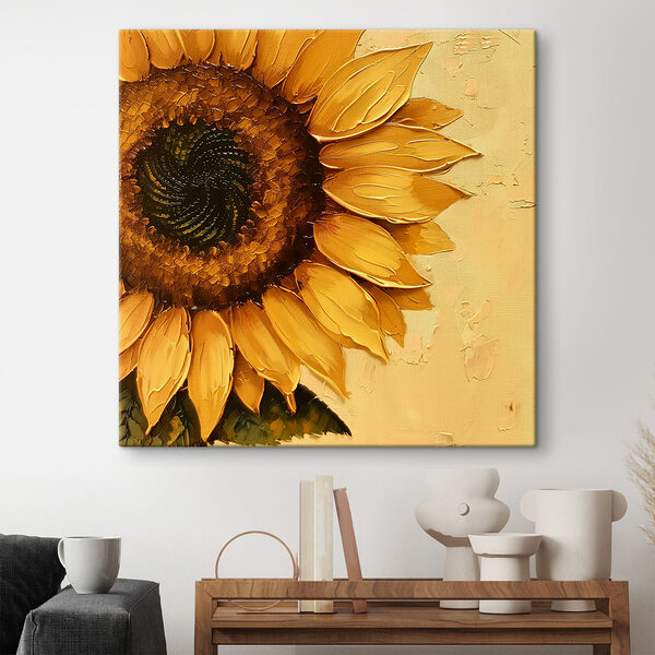 Schilderij van een zonnebloem Schilderij van een zonnebloem