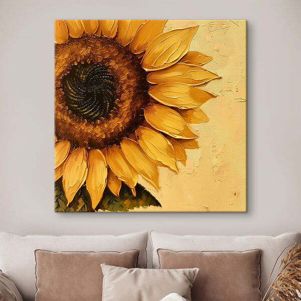 Schilderij van een zonnebloem Schilderij van een zonnebloem