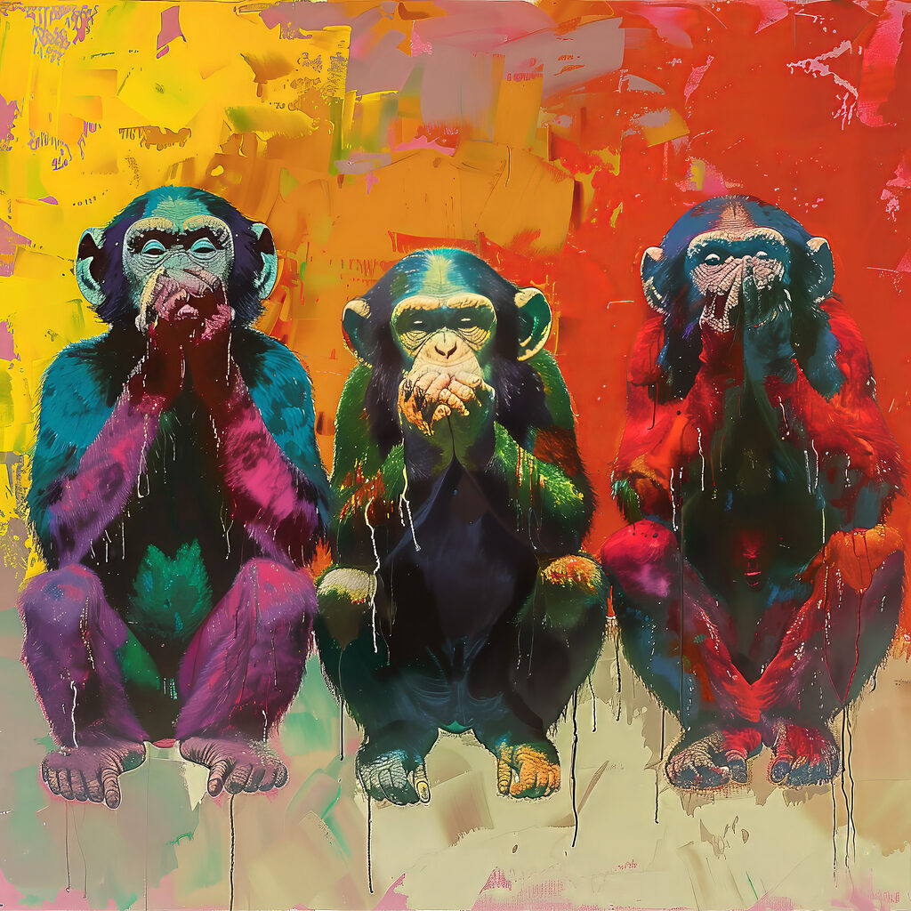 Group of monkeys sitting together
