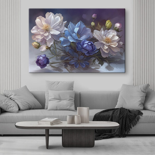 Painting of flowers on a table Painting of flowers on a table