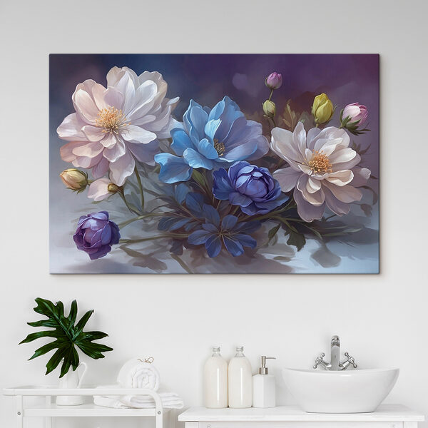 Painting of flowers on a table Painting of flowers on a table