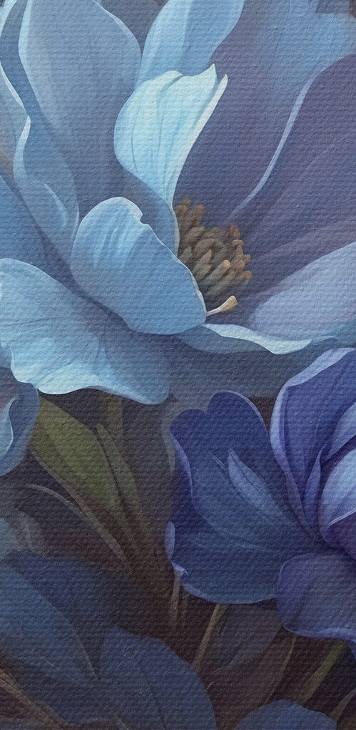 Painting of flowers on a table Painting of flowers on a table