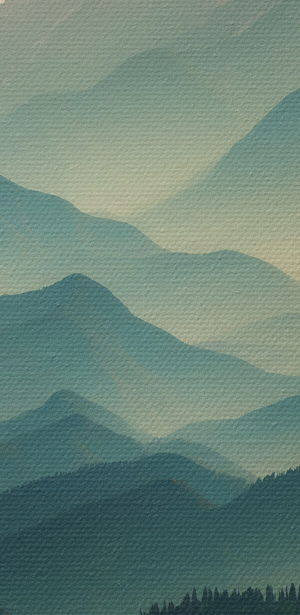 Bergketen met bomen en wolken Bergketen met bomen en wolken
