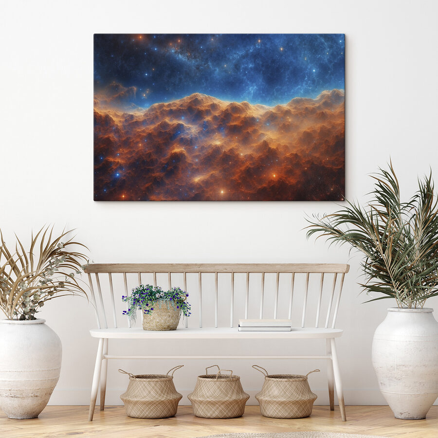 Bergketen met sterren en een blauwe lucht