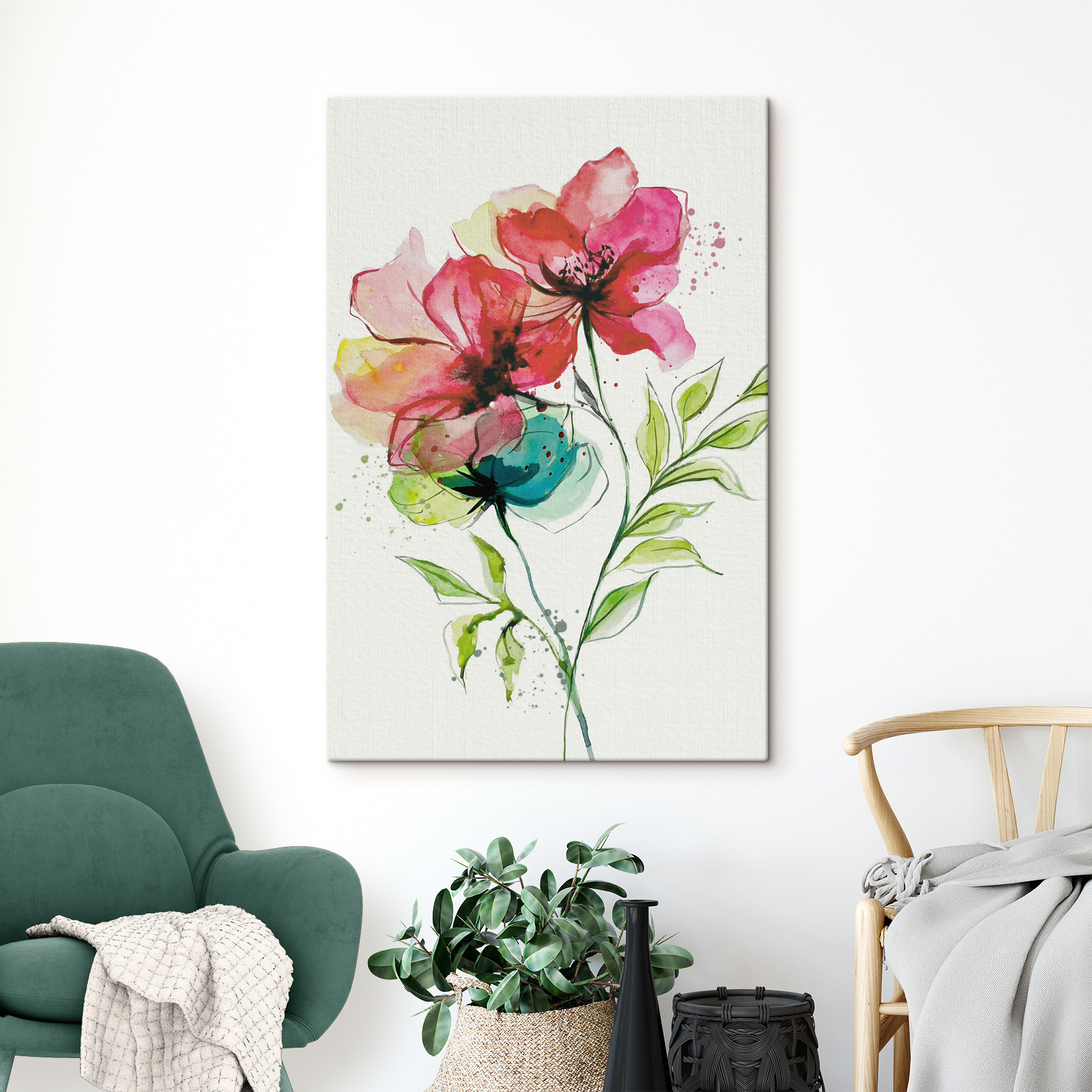 Painting of flowers and leaves