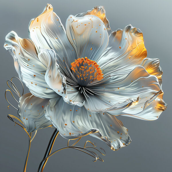 Metallic bloem met oranje accenten Metallic bloem met oranje accenten