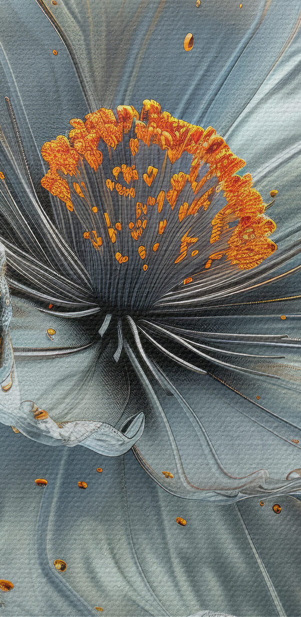 Metallic bloem met oranje accenten Metallic bloem met oranje accenten