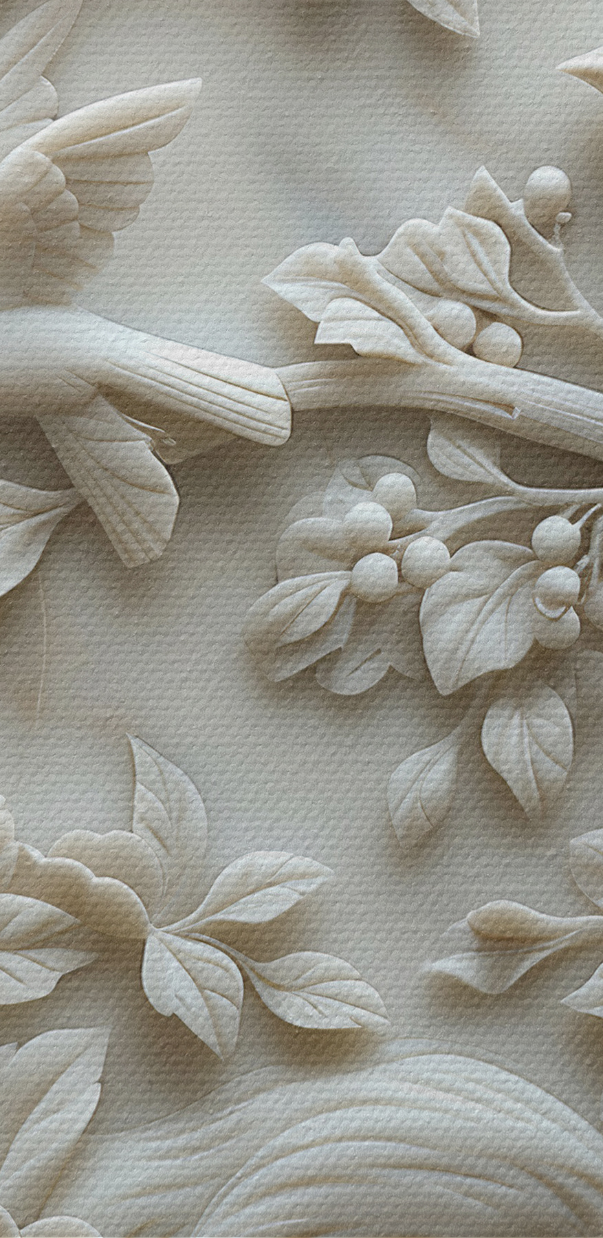 Wit beeld van vogels en bloemen Wit beeld van vogels en bloemen