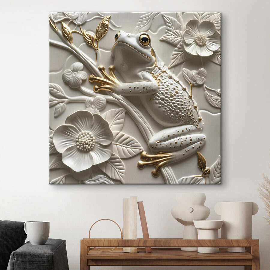 Decoratieve kikker op bloemmotief