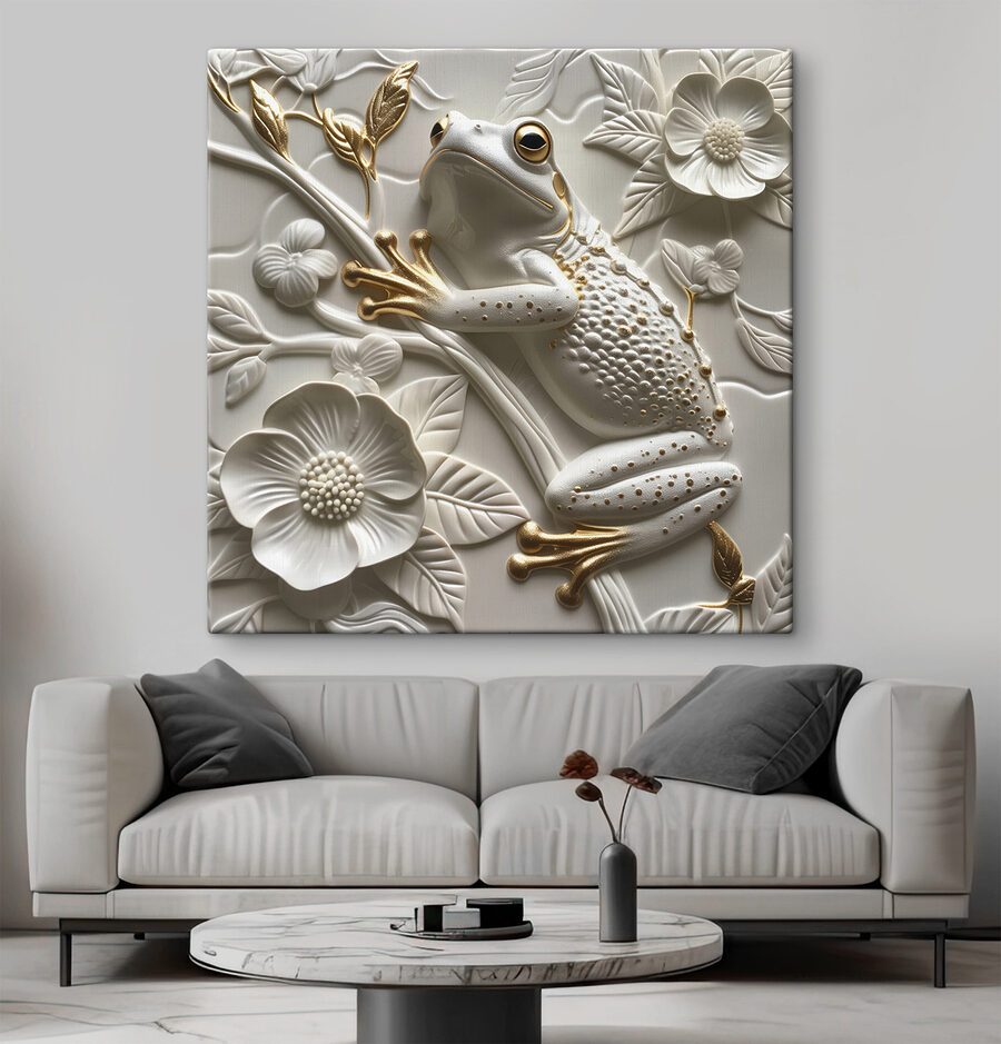 Decoratieve kikker op bloemmotief