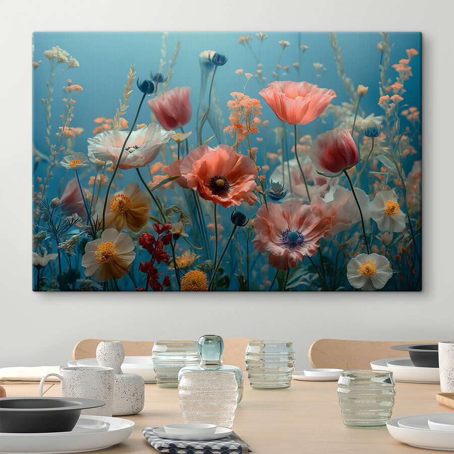 Groep bloemen in een veld