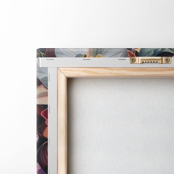 Schilderij van een vrouw met bloemen op haar hoofd Schilderij van een vrouw met bloemen op haar hoofd