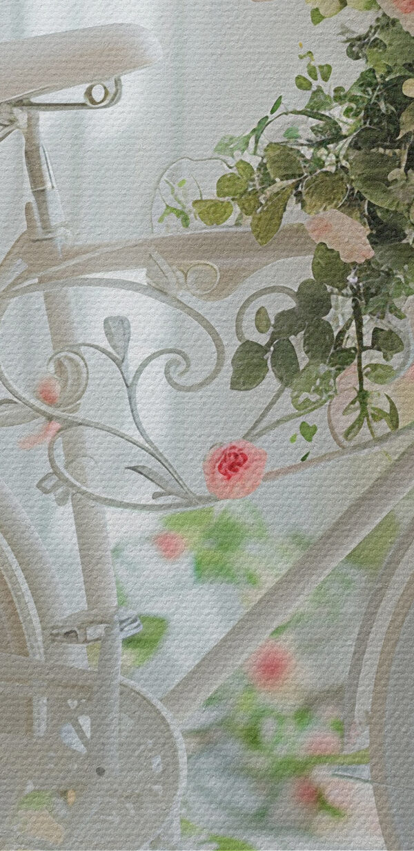 Witte fiets met bloemen erop Witte fiets met bloemen erop