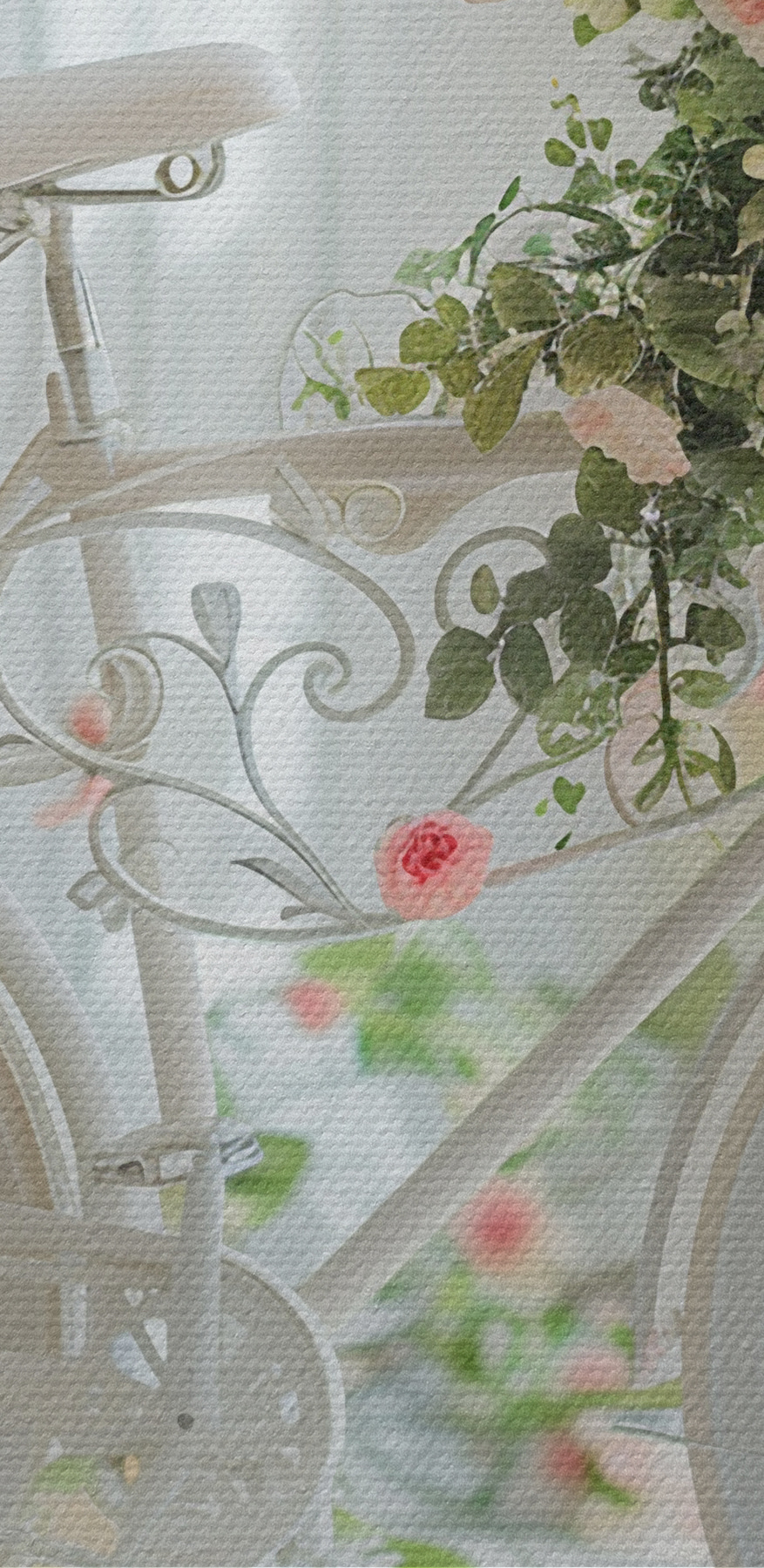 Witte fiets met bloemen erop
