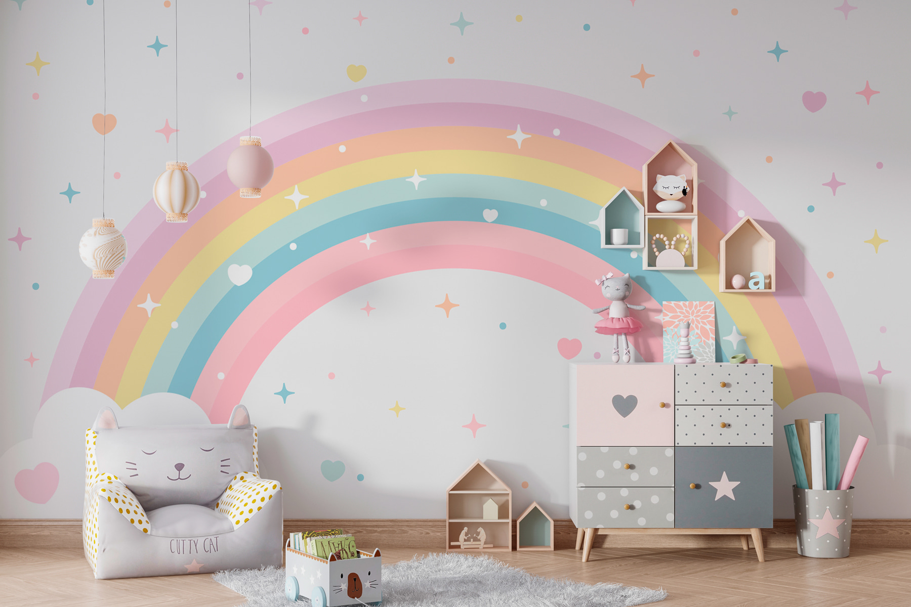 Rainbow with clouds and stars Rainbow with clouds and stars