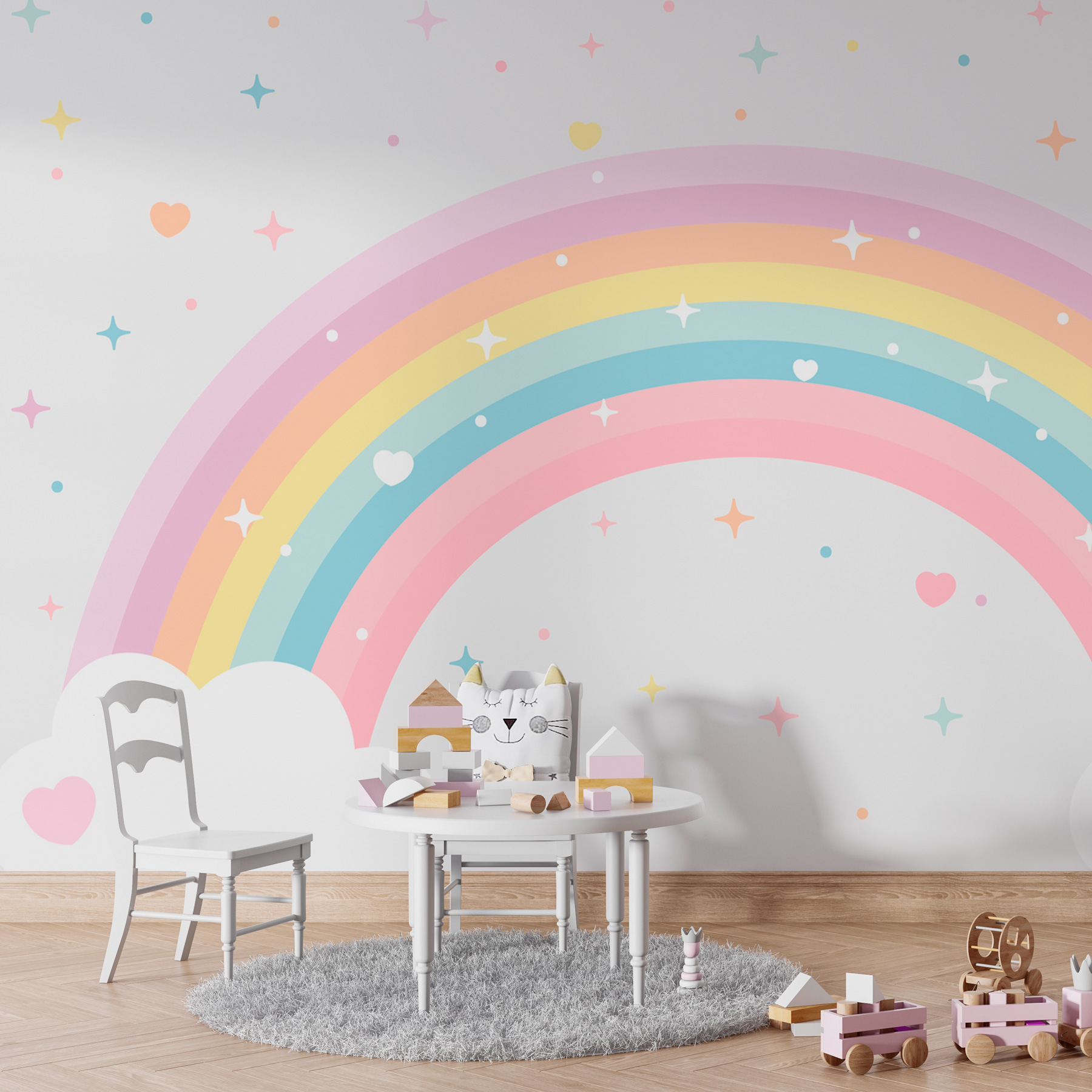 Rainbow with clouds and stars Rainbow with clouds and stars
