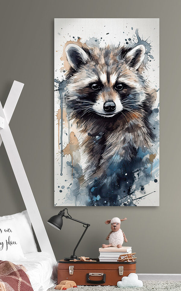 Wasbeer met aquarel spatten Wasbeer met aquarel spatten