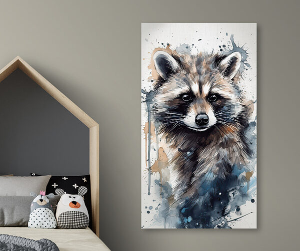 Wasbeer met aquarel spatten Wasbeer met aquarel spatten