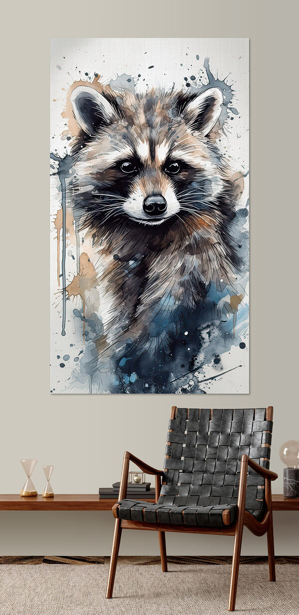 Wasbeer met aquarel spatten Wasbeer met aquarel spatten