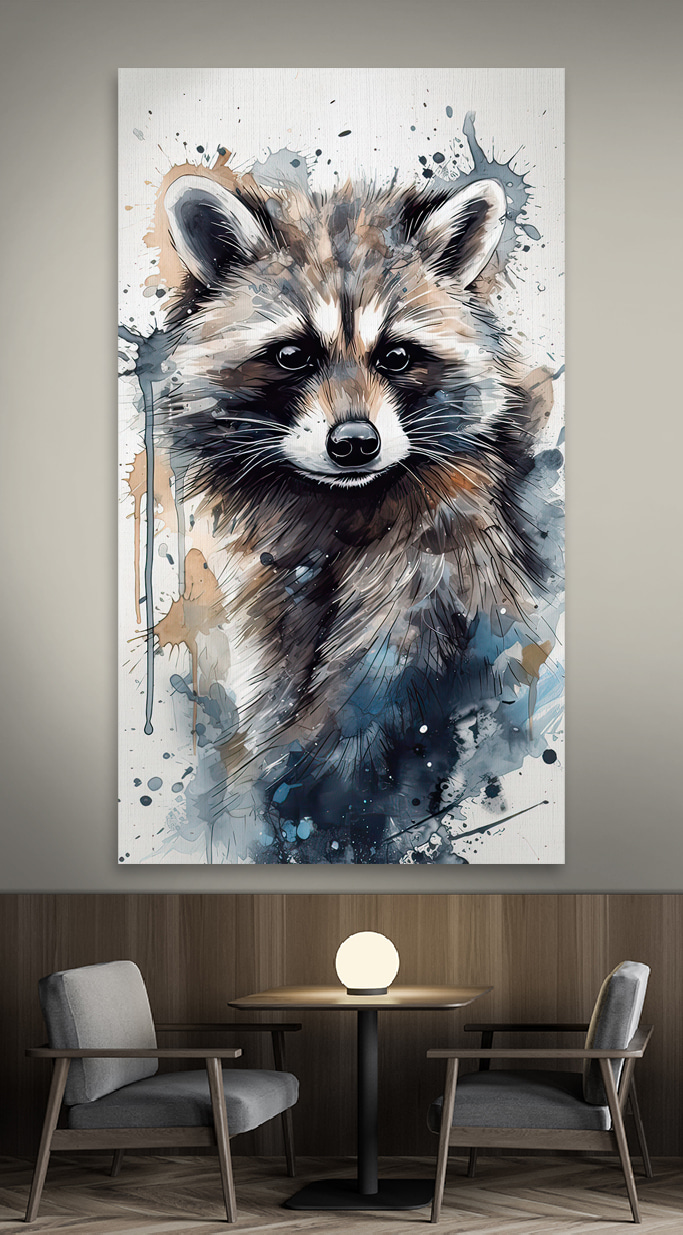 Wasbeer met aquarel spatten