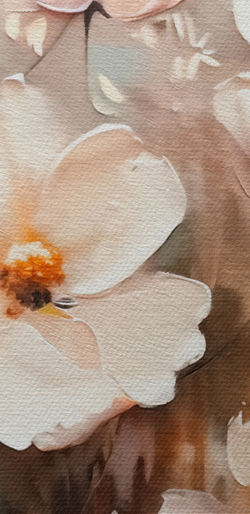 Schilderij van bloemen op een muur