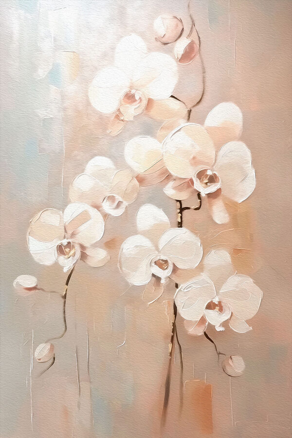Schilderij van witte bloemen Schilderij van witte bloemen